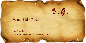 Vad Géza névjegykártya